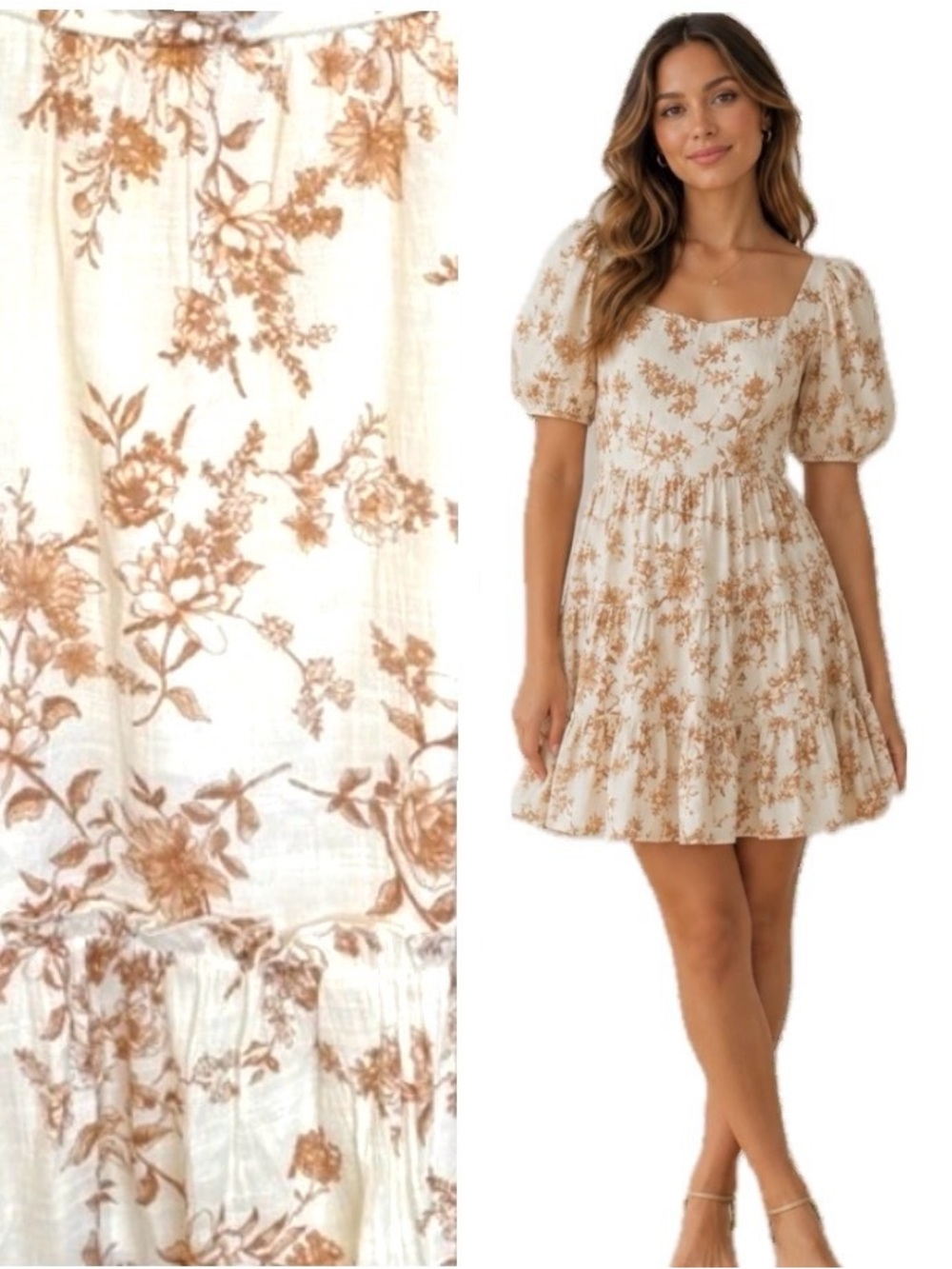 Blu Pepper, Cottagecore Floral Puff Sleeve Tiered Dress, EUC, Size M